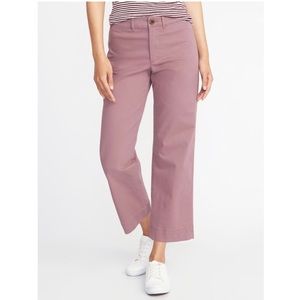Mid-Rise Cropped Wide-Leg Chinos